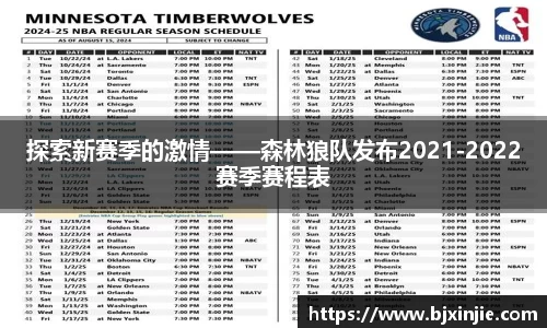 探索新赛季的激情——森林狼队发布2021-2022赛季赛程表